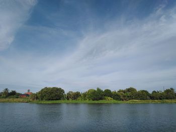 Scenic view of lake against sky