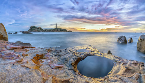 Scenic view of sea against sky during sunset