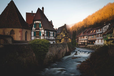 Lovely village with flowing river