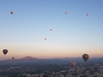 Hot air balloons flying in sky