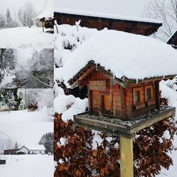 Houses against sky during winter