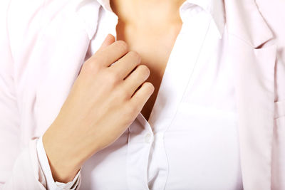 Midsection of woman with hands