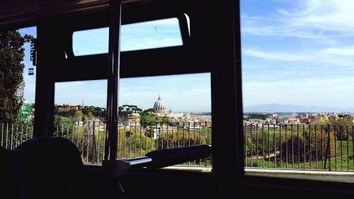 View of building through window