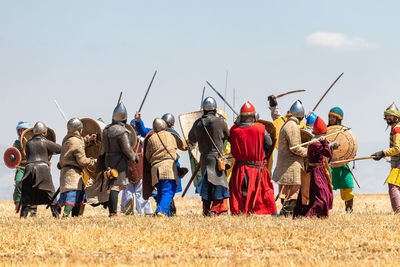 People walking on field