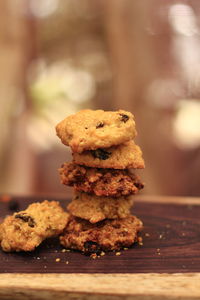 Close-up of cookies on table