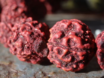 Close-up of rudraksha on rock