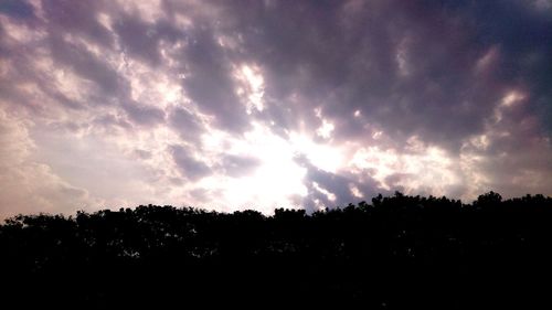 Low angle view of silhouette trees against sky at sunset