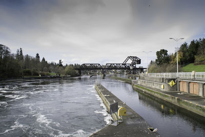 Bridge over river against sky