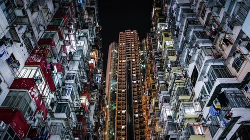 Aerial view of city at night