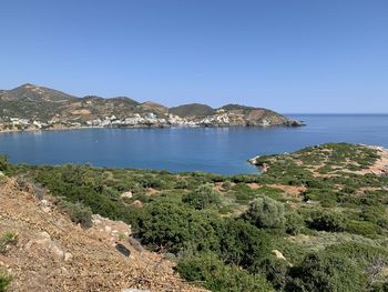 Scenic view of sea against clear sky