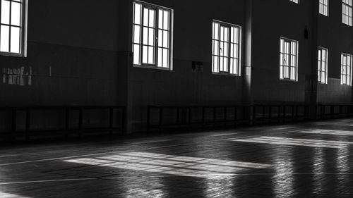 Reflection of building on floor at home