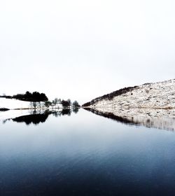 Scenic view of calm lake against clear sky