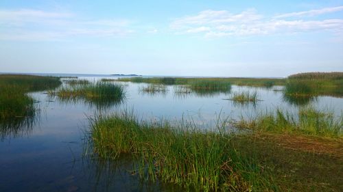 Scenic view of lake against sky