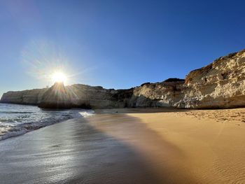 Beautiful seascape with beach, cliffs and ocean. ferragudo, portugal