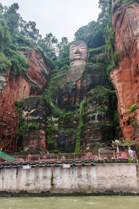 View of a temple with mountain in the background