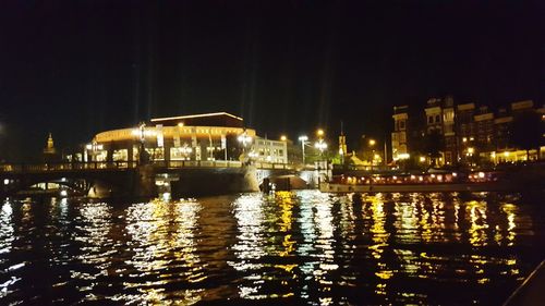 Illuminated buildings at night
