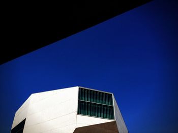 Low angle view of building against clear blue sky