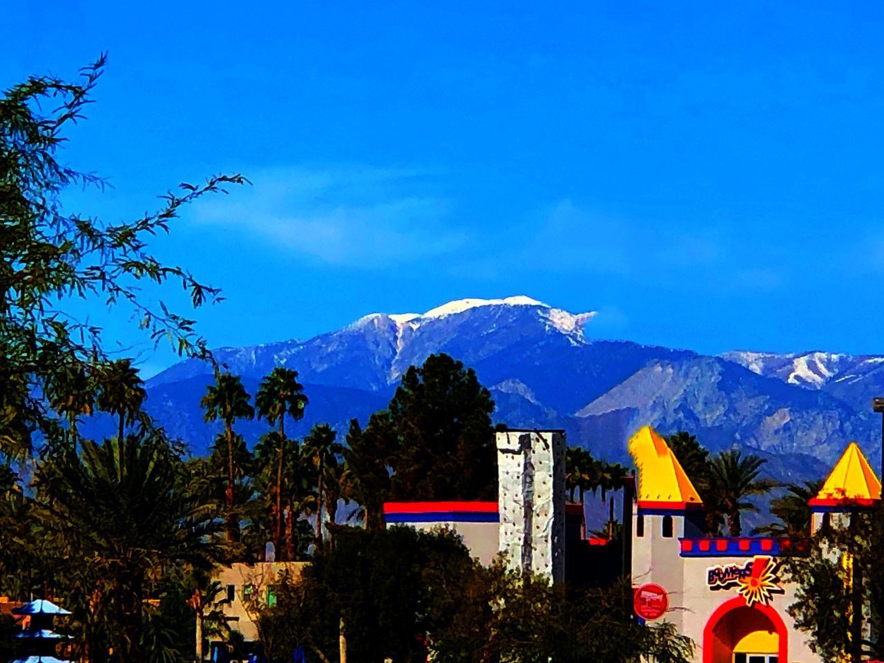 TREES AND HOUSES AGAINST MOUNTAINS DURING WINTER