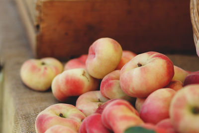 Saturn peaches for sale at market stall