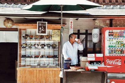 Shopping cart on market stall