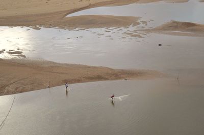 High angle view of people on beach