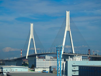 Low angle view of suspension bridge