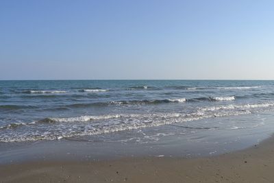 Scenic view of sea against clear sky