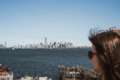 Cityscape against clear sky