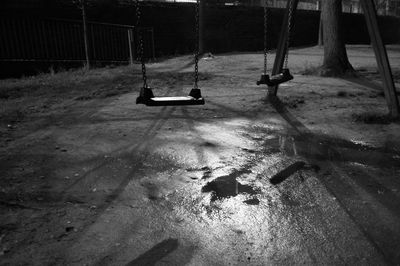 Empty swing in playground