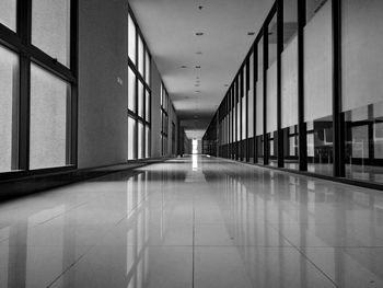 Empty corridor in school building