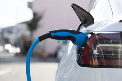 Close-up of vintage car on side-view mirror