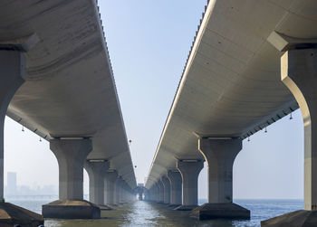 Low angle view of bridge against clear sky