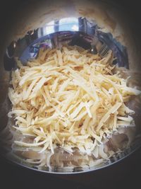 High angle view of pasta in plate