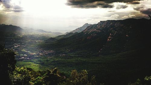 Scenic view of mountains against sky