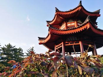 Low angle view of traditional building against sky