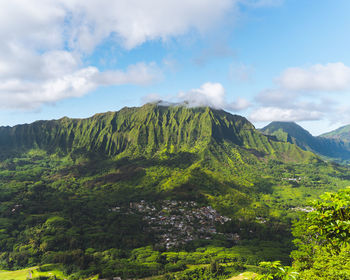 Scenic view of mountains against sky