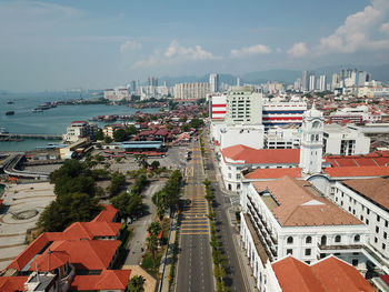 Aerial top down view no car at street. 