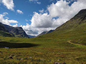 Scenic view of mountains against sky