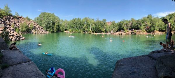 Scenic view of lake against sky