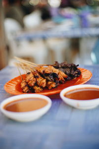 Close-up of food in plate on table