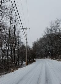 Road amidst trees on field during winter