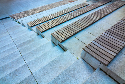 High angle view of staircase on footpath