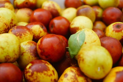 Full frame shot of apples for sale at market stall