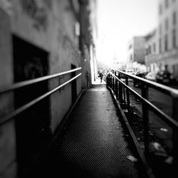 Close-up view of railing