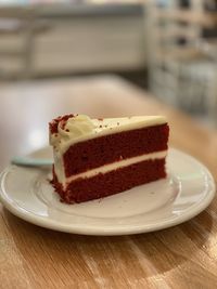 Close-up of cake in plate on table