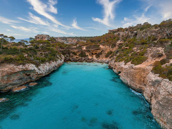 Top view of the sea bay. sea bay panorama. blue lagoon landscape
