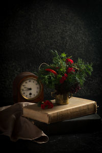 High angle view of potted plant on table