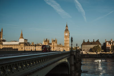 View of bridge over river in city