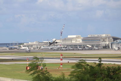 View of airport runway against sky