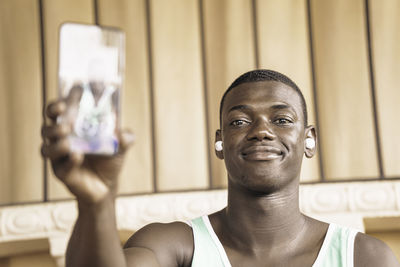 Portrait of young man looking away